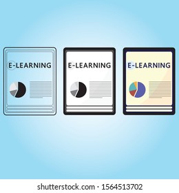 E Learning education in media on laptop vector illustration icon