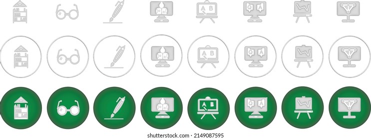 e íconos web de aprendizaje y educación