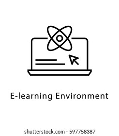 E Learning Environment Vector Line Icon 
