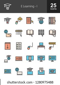 E Learning Filled Icons