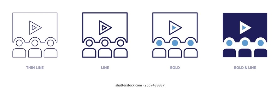 E learning icon in 4 different styles. Thin Line, Line, Bold, and Bold Line. Duotone style. Editable stroke.