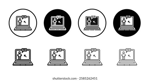 E learning icon Black line art vector logo set