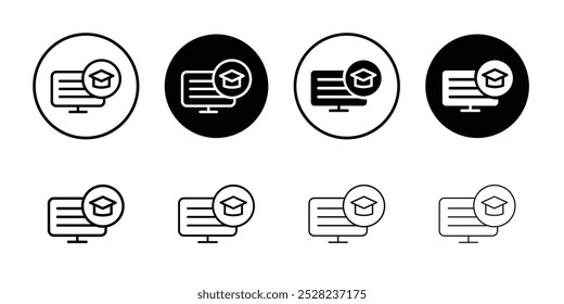 E learning icon Black and white outline vector