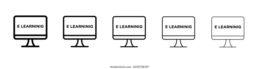 E learning icon flat illustration set logo