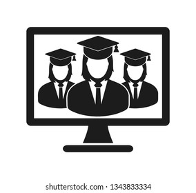 E learning icon.  Flat style vector EPS.