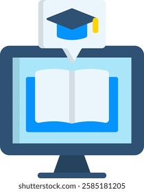 E Learning Icon Flat Vector Illustration