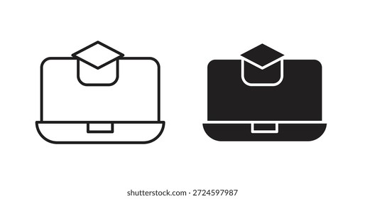 E learning icon glyph and line set thin line symbol concept.