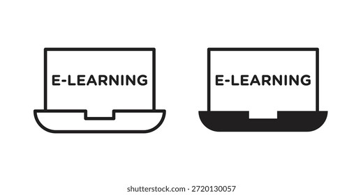 Ilustração de ícone de aprendizagem E, vetor de linha fina, sinal de design da Web,