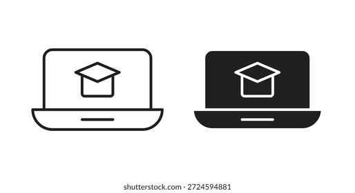 E learning icon with line and silhouette versions.