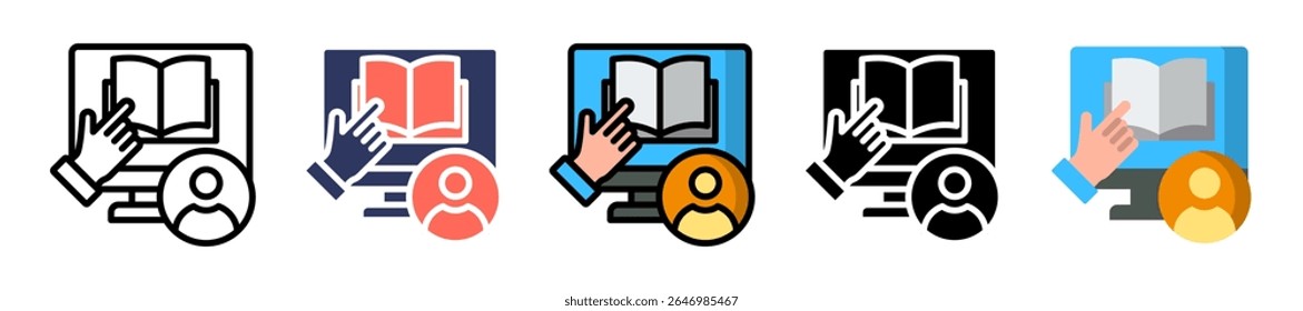E Learning Icon Multiple Vector Illustration
