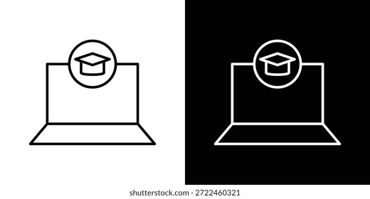 E learning icon outline and linear vector. outline icon and illustration