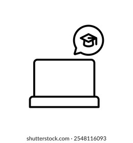E learning icon Outline set in black and white color