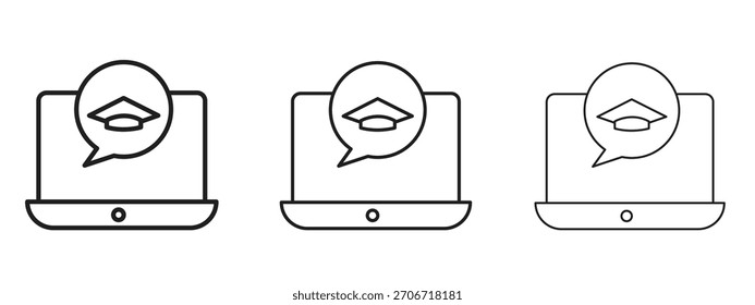 Icono de aprendizaje electrónico con estilo de contorno, diseños de Ilustración vectorial