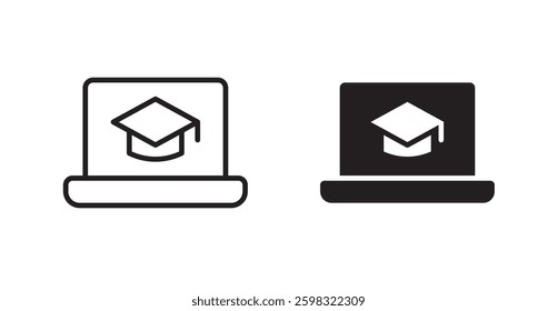 E learning icon outlined icon vector collection.