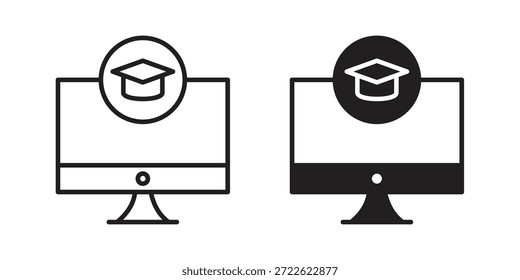 E-Learning-Symbol Piktogramm in trendigen Umriss Stil. Symbol, Zeichen oder Symbol.