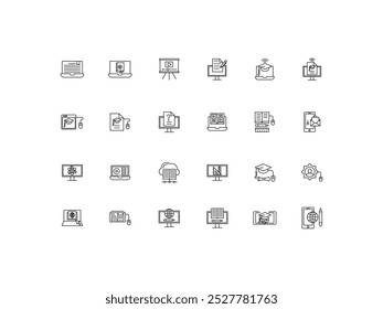 Conjunto de ícones de E Learning, design, ilustração de vetor