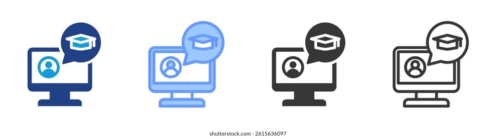 E Learning icon set multiple style collection