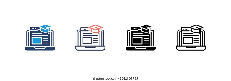 E Learning Icon set multiple style collection