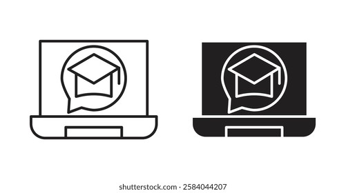 E learning icon set in thin line. vector illustrations for web