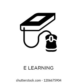 E learning icon. E learning symbol design from Online learning collection.