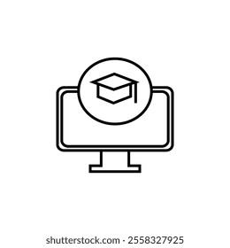 E learning icon Symbol mark in Outline style