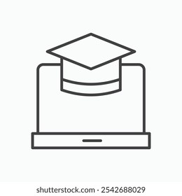 E learning icon in thin black lines