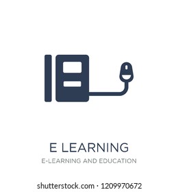 E learning icon. Trendy flat vector E learning icon on white background from E-learning and education collection, vector illustration can be use for web and mobile, eps10