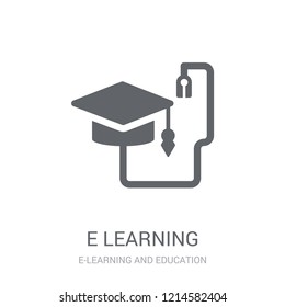 E learning icon. Trendy E learning logo concept on white background from E-learning and education collection. Suitable for use on web apps, mobile apps and print media.