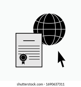 E Learning Icon - Vector. Long Distance Study. Internet Conected Lessons.