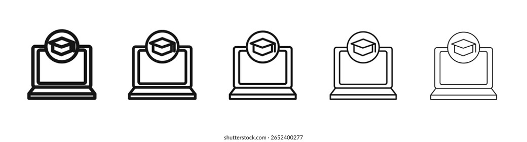 Ícone de aprendizagem E vetor estrutura de tópicos conjunto sinal de ilustração