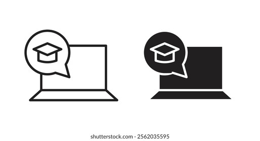 E learning icons in flat and line style set.