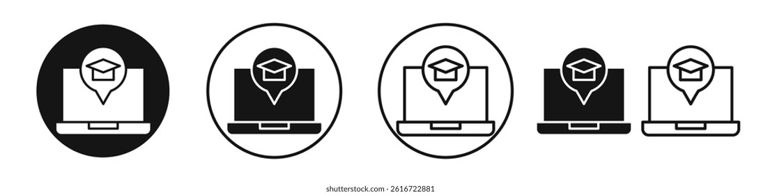 E learning icons set in solid black and stroke line style