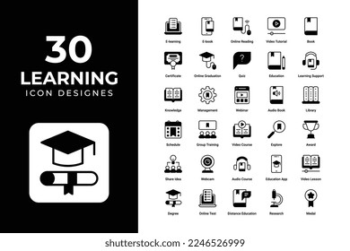 E-Learning-Symbole setzen Vektordesign