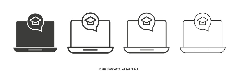 E learning icons set vectors graphic designs