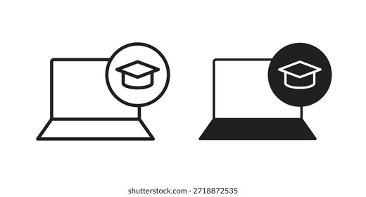 E aprendizagem ícones sinais vetores. adequado para web, app, infográfico, etc