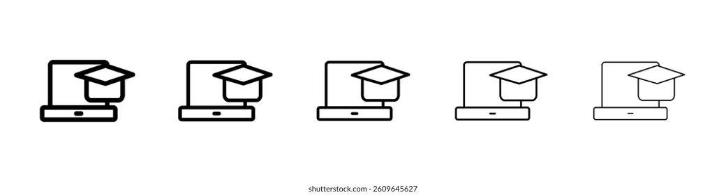 E learning icons vectors set in different stroke lines