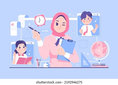 e learning kids concept illustration design