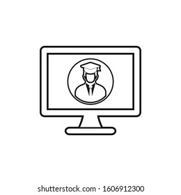 E- Learning line icon. Flat style vector.