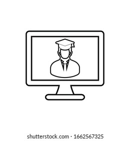 E- Learning line icon. Flat style vector.