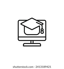 Icono de línea de aprendizaje E aislado en fondo blanco