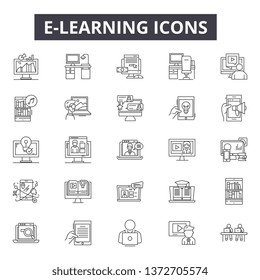 E learning line icons, signs, vector set, outline illustration concept 