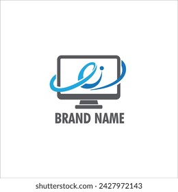 e learning monitor wave vector logo template