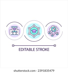 E learning network for students loop concept icon. Access to academic courses on internet abstract idea thin line illustration. Isolated outline drawing. Editable stroke