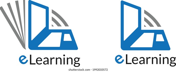 e Learning Online class course teaching Laptop Book School Logo Icon