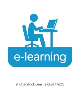 E learning online education concept with person sitting at desk with laptop