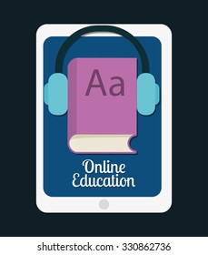 E learning or online education design, vector illustration graphic