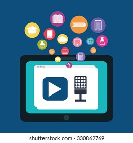 E learning or online education design, vector illustration graphic