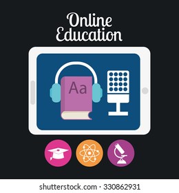 E learning or online education design, vector illustration graphic