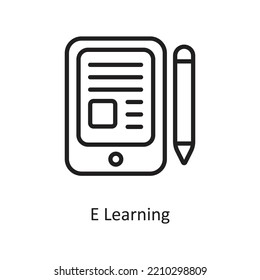 E Learning Outline Vector Icon Design illustration on White background. EPS 10 File