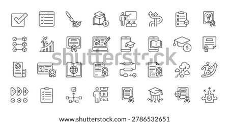 E learning Platform icons in line design. elearning, platform, online education, webinar, study, digital, training on white background vector. E learning Platform editable stroke icon